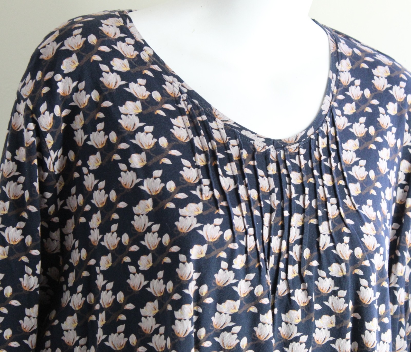 Ulla Popken 28 30 3X Funky Japanese Lotus Leaf Asian Comfy Blouse Shirt Top