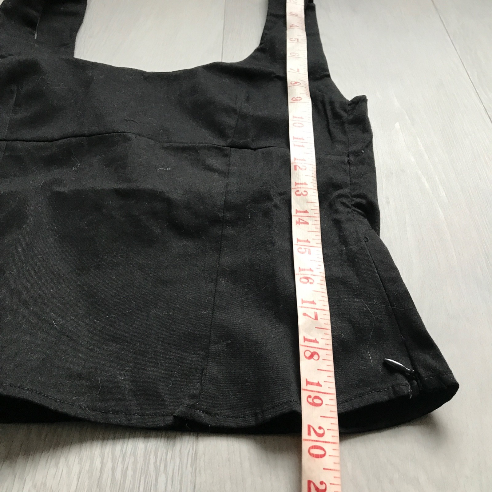 Palisade Black Tank Top Small Scooped Neck Line SIde Zip Peplum Basic Blank