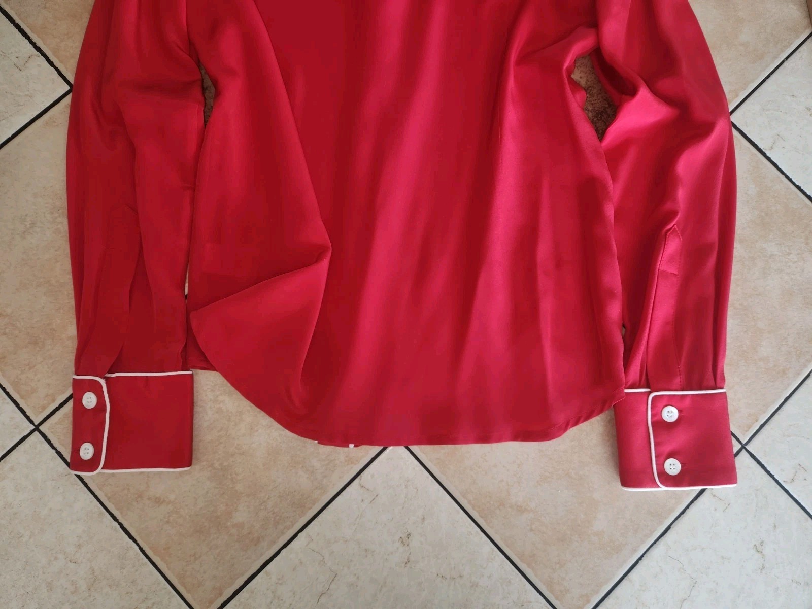Pink Tartan Womens Button Front Long Sleeve Silk Shirt Red Size 4 NWOT