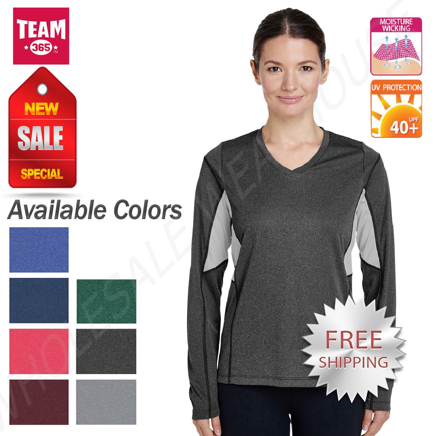 Team 365 Womens Long Sleeve T-Shirt Workout Moisture Wicking UV Protect TT14W