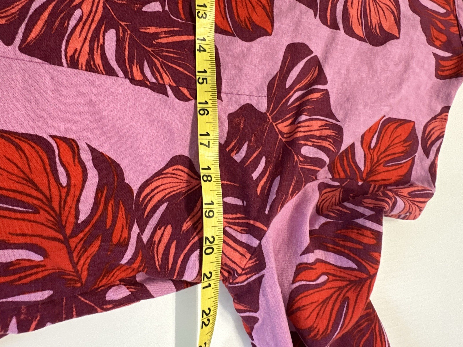 Tropical Pink Sofia Vergara Button Up Long Sleeve Linen Blouse Women Sz XL