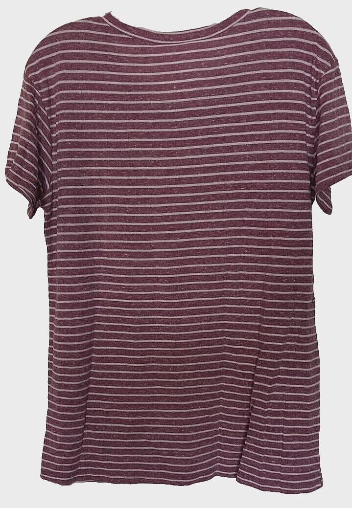 Arizona polyester blend Deep Ruby Stripe pocket T-shirt Size Large