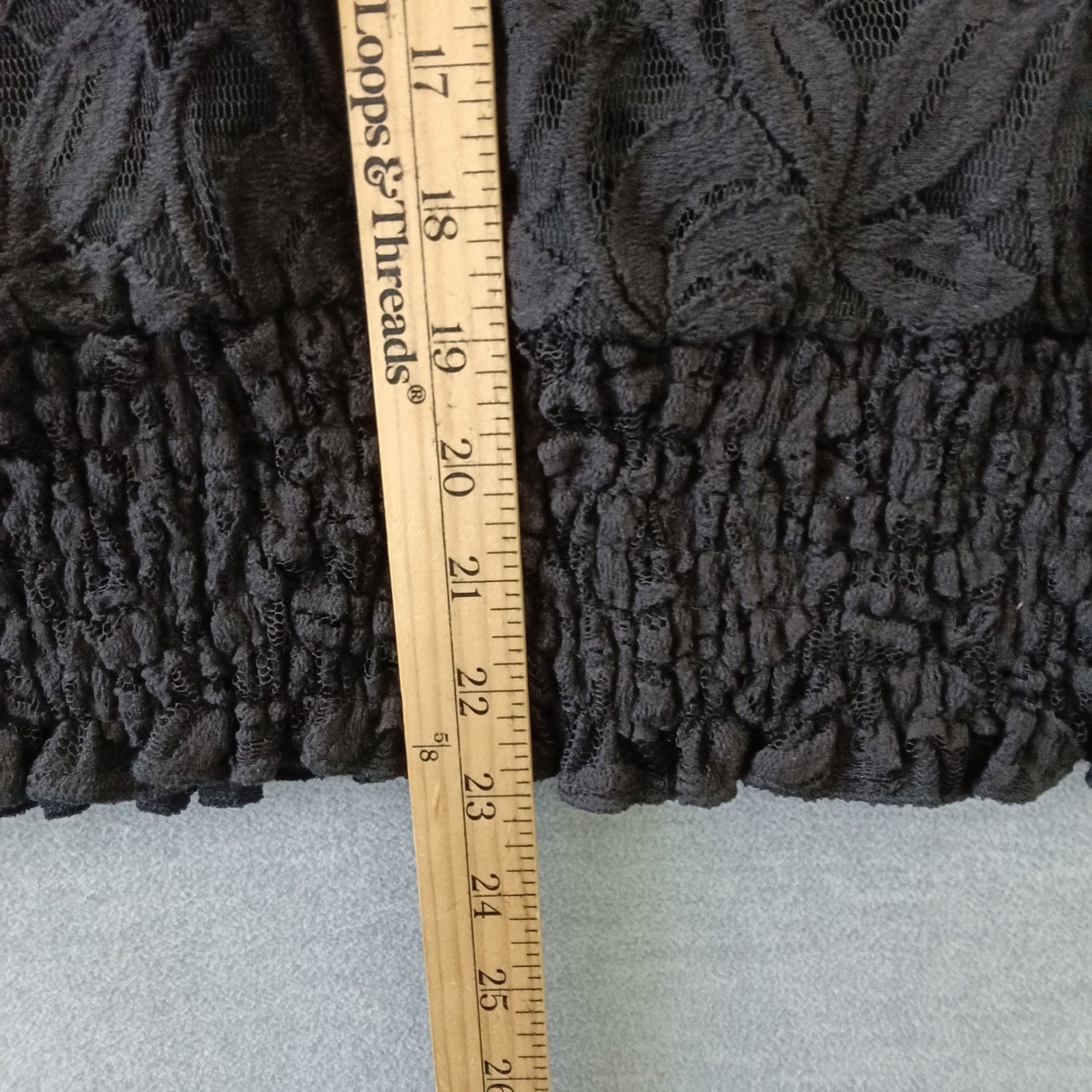 Investments II Womens 2X Black Floral Rose Lace Smocked Hem Dolman Top NWT
