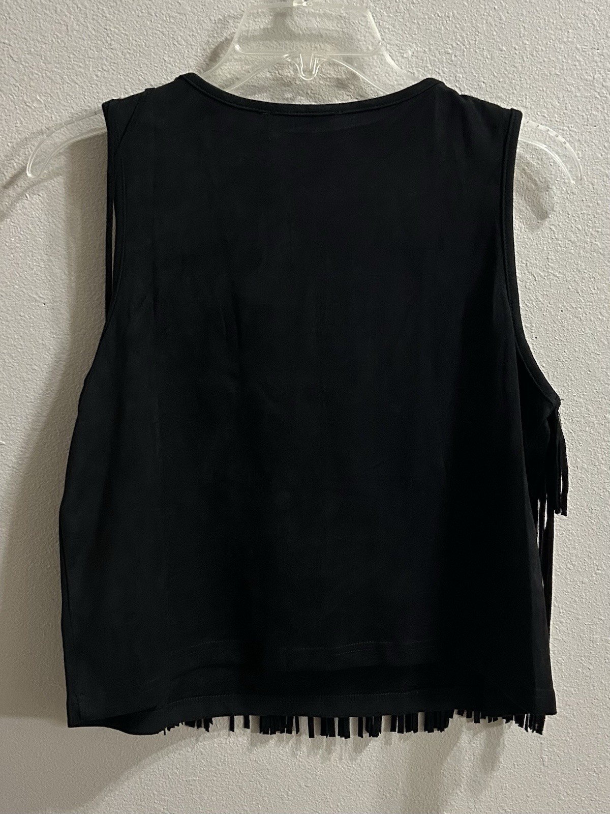 NEW Rockin C Fringe Top Size M Black Faux Suede Western Festival Concert Rodeo