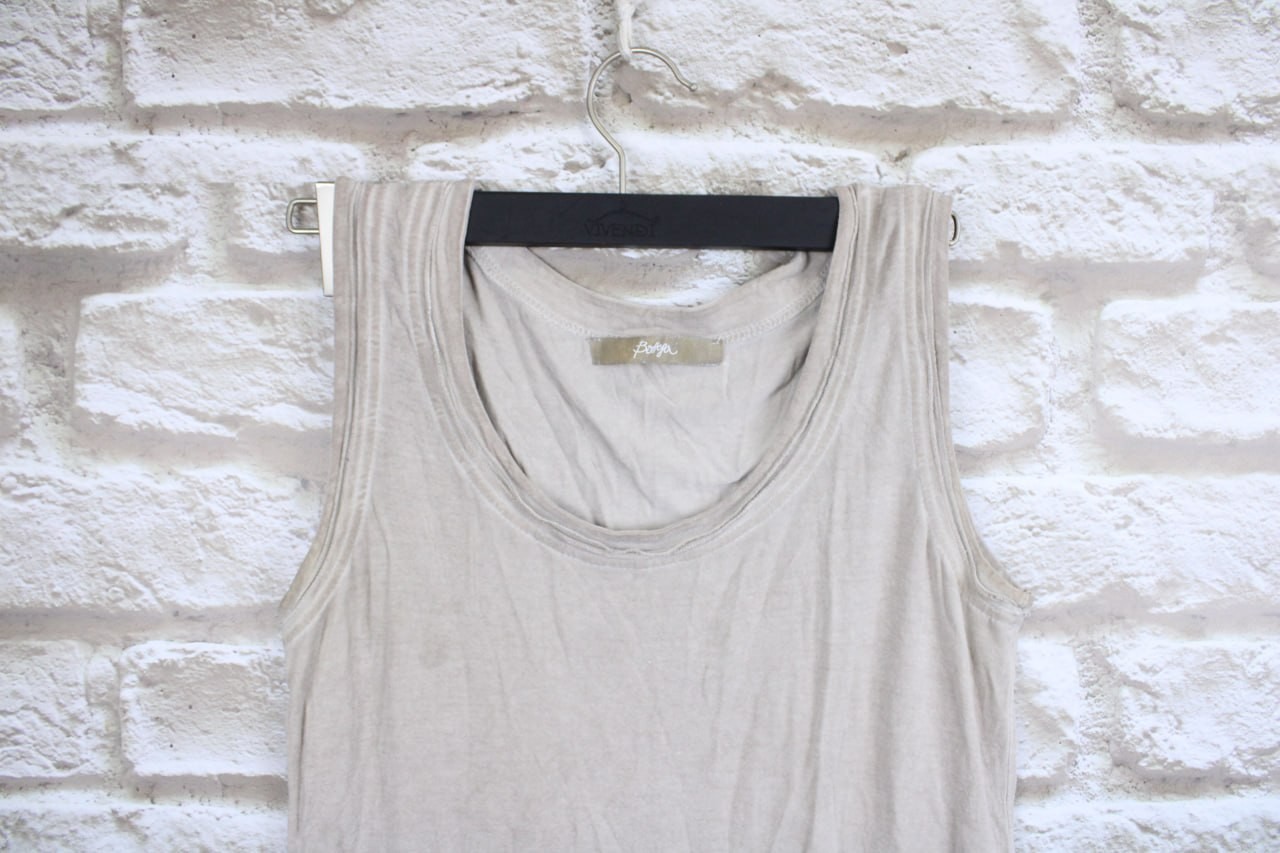 Elisa Cavaletti Bottega Beige Solid Scoop Neck Sleeveless Lace Hem Tank Size L