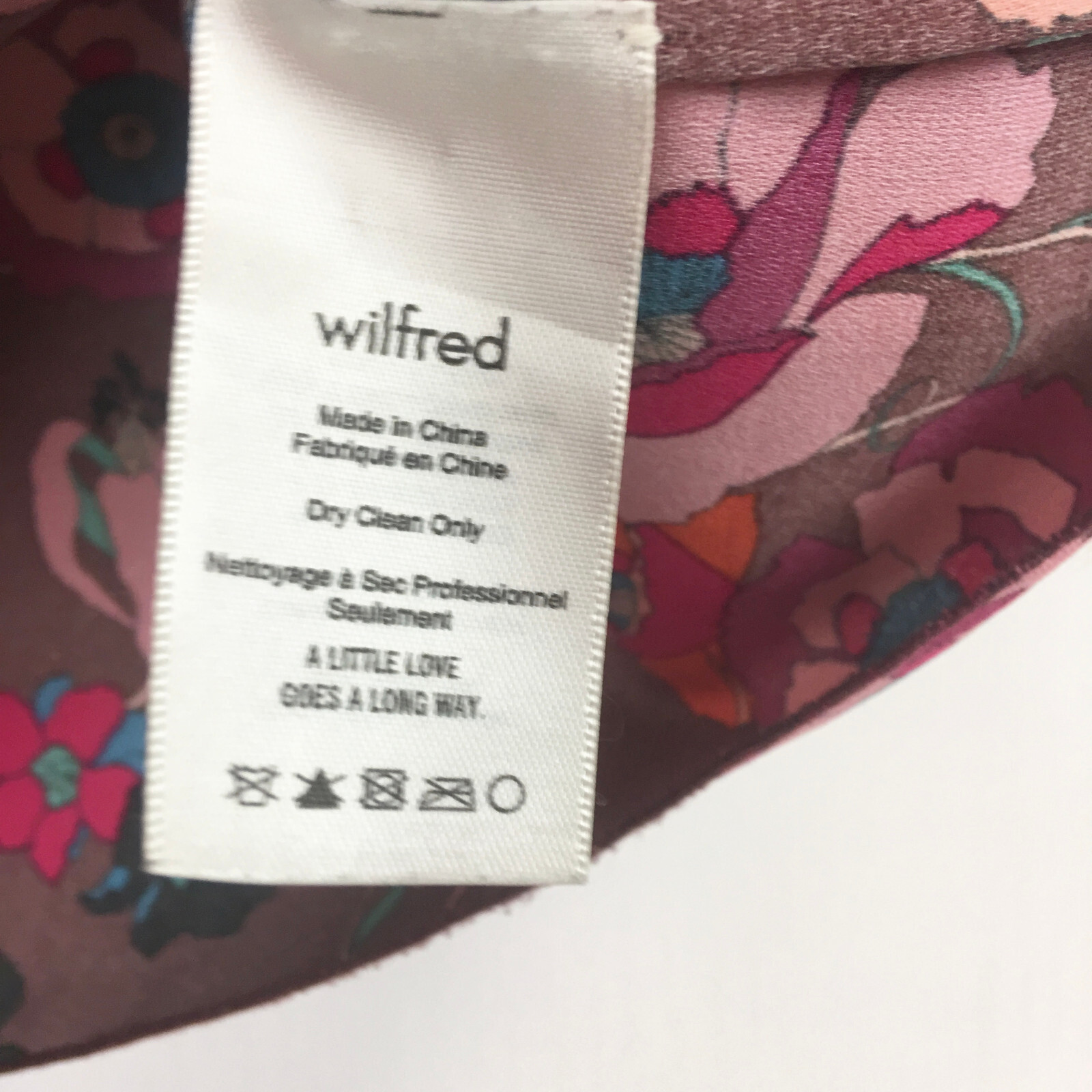 Wilfred Womens Small Cambrai Blouse Burgundy Multi Floral Short Slv Top Aritzia