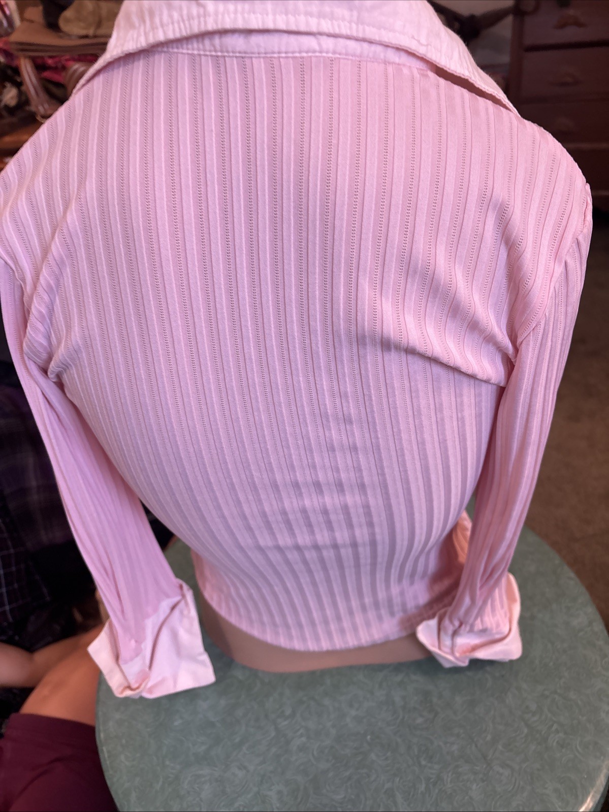 Y2K-Era Striped Pink Office Siren Blouse Seduction Brand Fitted VTG