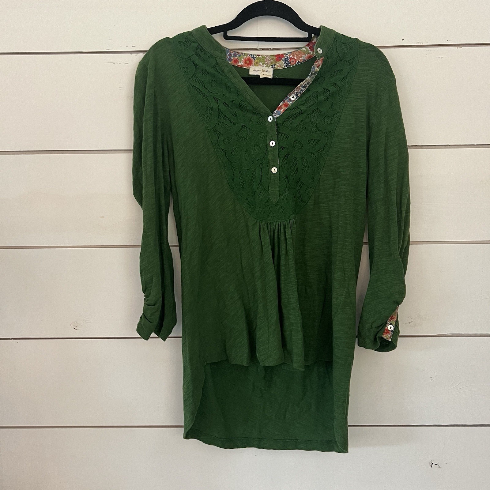 Anthropologie Meadow Rue Tunic Top Size Small Green Shirt
