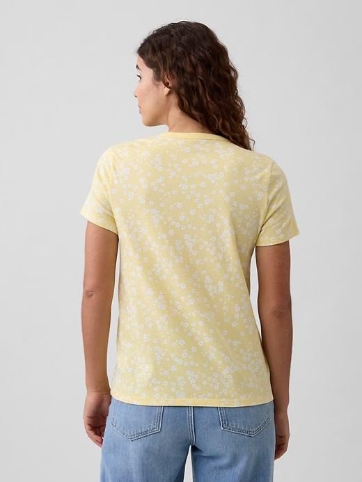 GAP Women’s Favorite Crewneck T-Shirt-Yellow Boho Floral -Sizes S. M. L. XL.