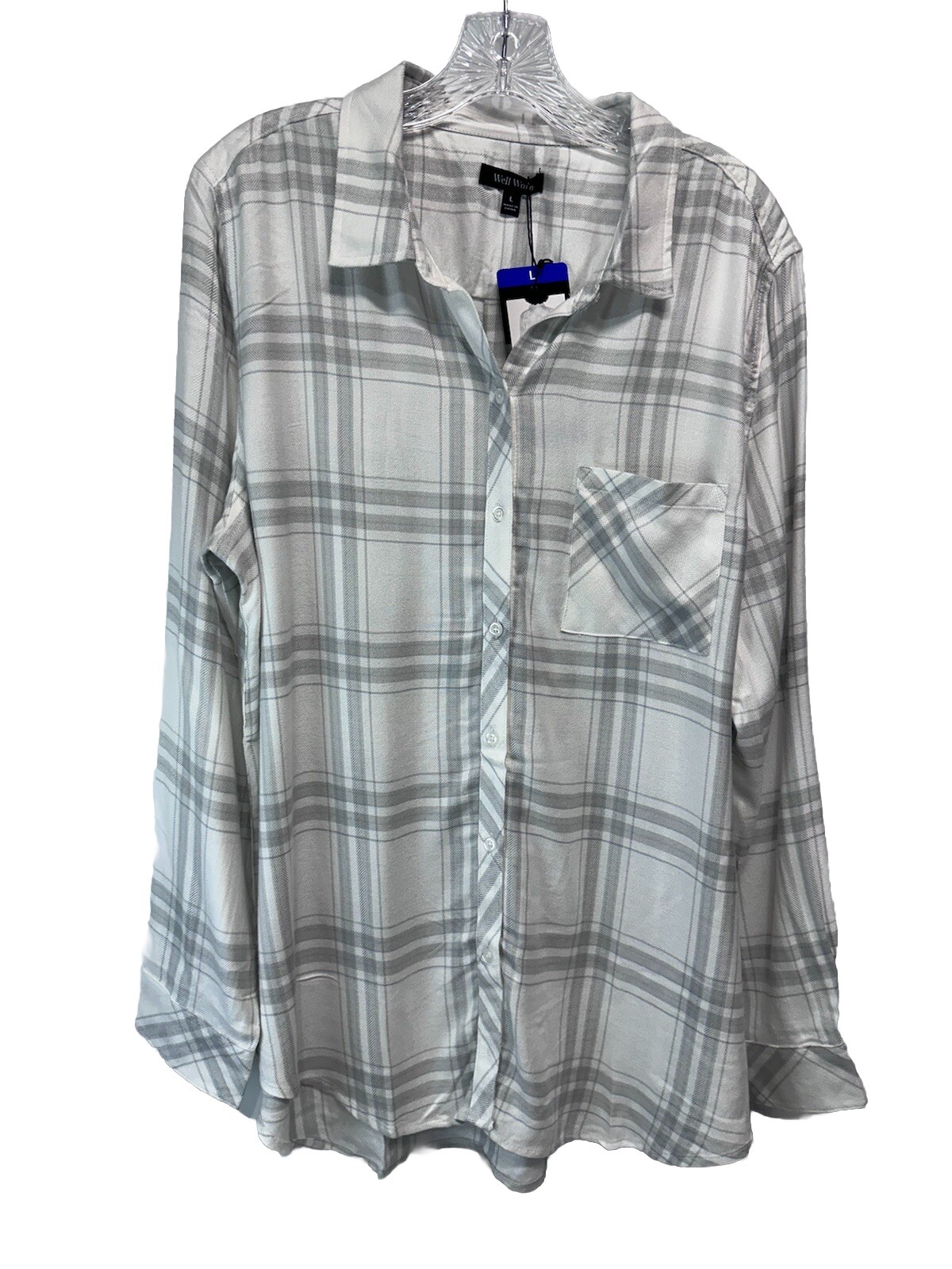 Well Worn White Gray Button Up Blouse Top SOFT Spring Summer Layering NEW XXS-3X