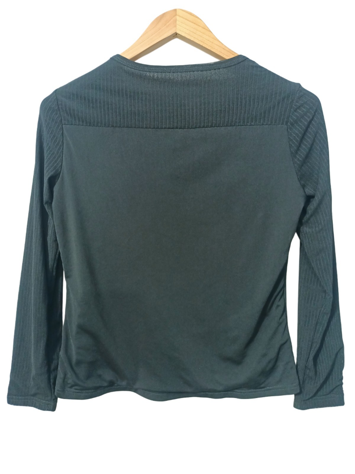 Black Long Sleeve Illusion Glitter Top Color Changing Green Purple Silver M/L