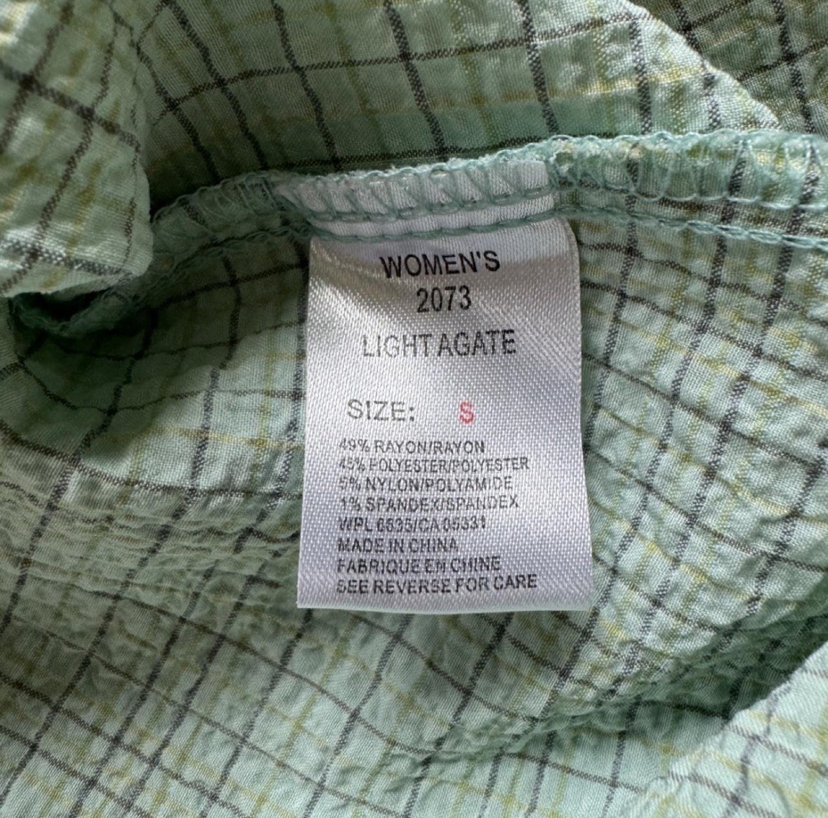 Woolrich light teal plaid patterned tank top with subtle textured weave size S