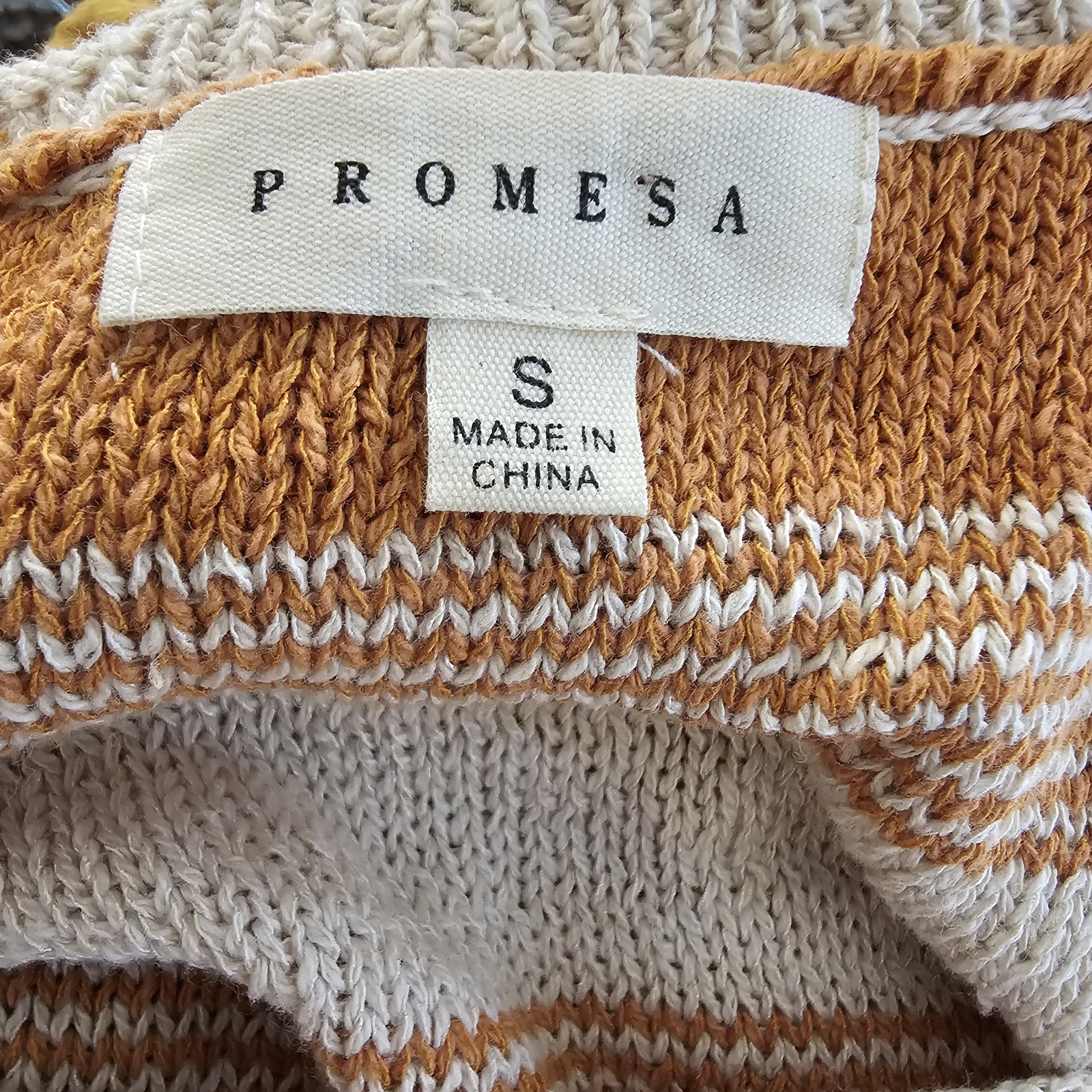 Super Cute Beach Knitted 1/4 Button Striped Tank Promesa Small Hippie Boho Style