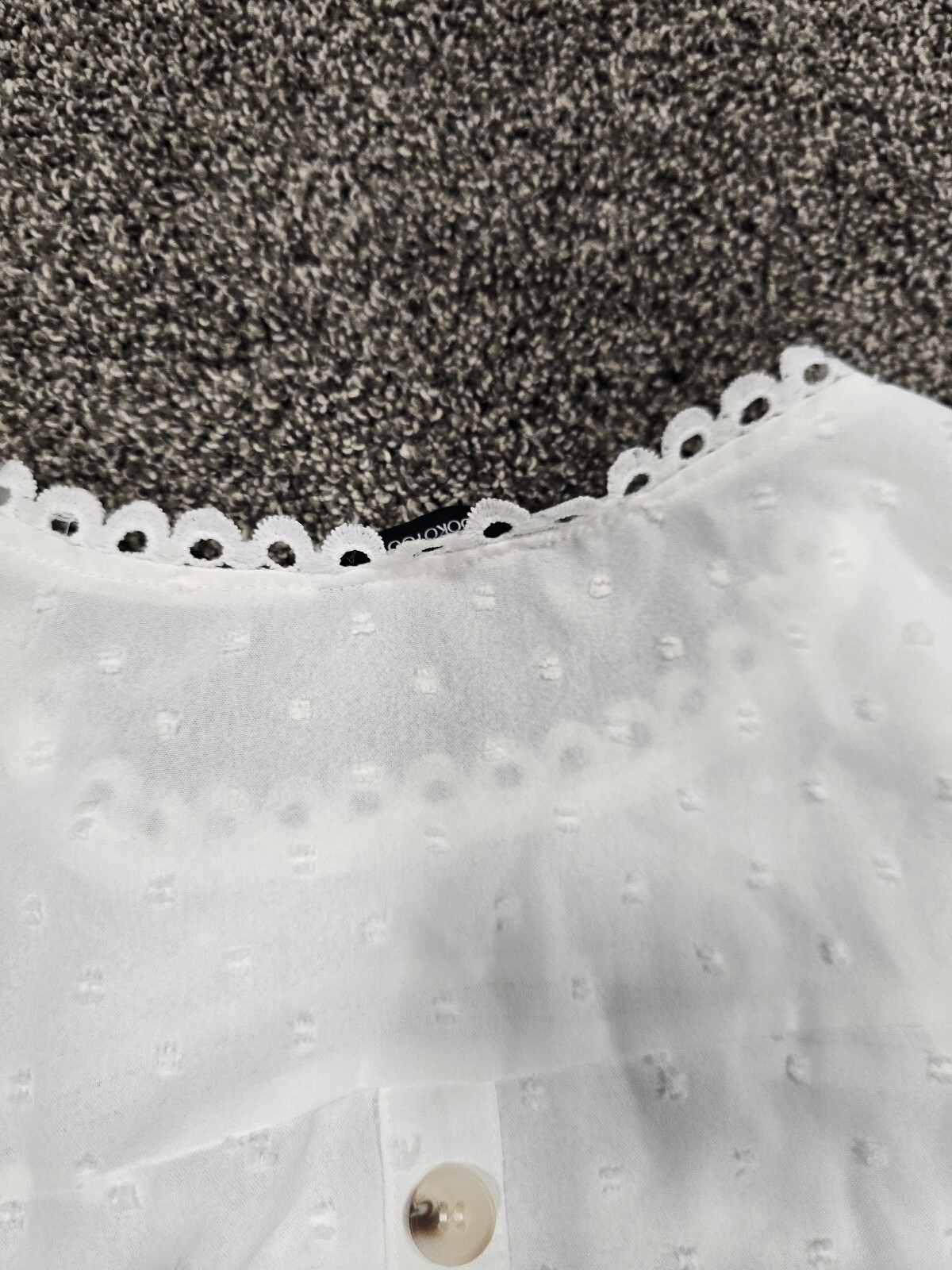 DOKOTOO White Lace Trim Button-Back Blouse