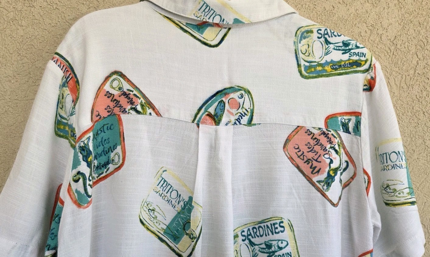 Rayon Linen Button Short Sleeve Shirt Lg White Beach Cool Casual Comfort Wear