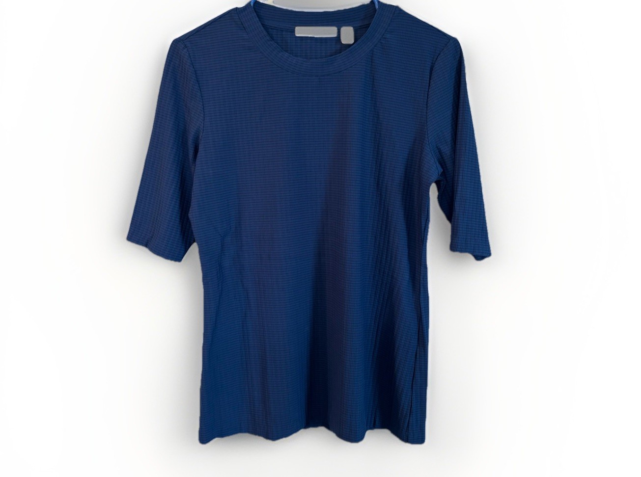 Hugo Boss Womens Blue Tight Shirt Size L Half Sleeve Textured