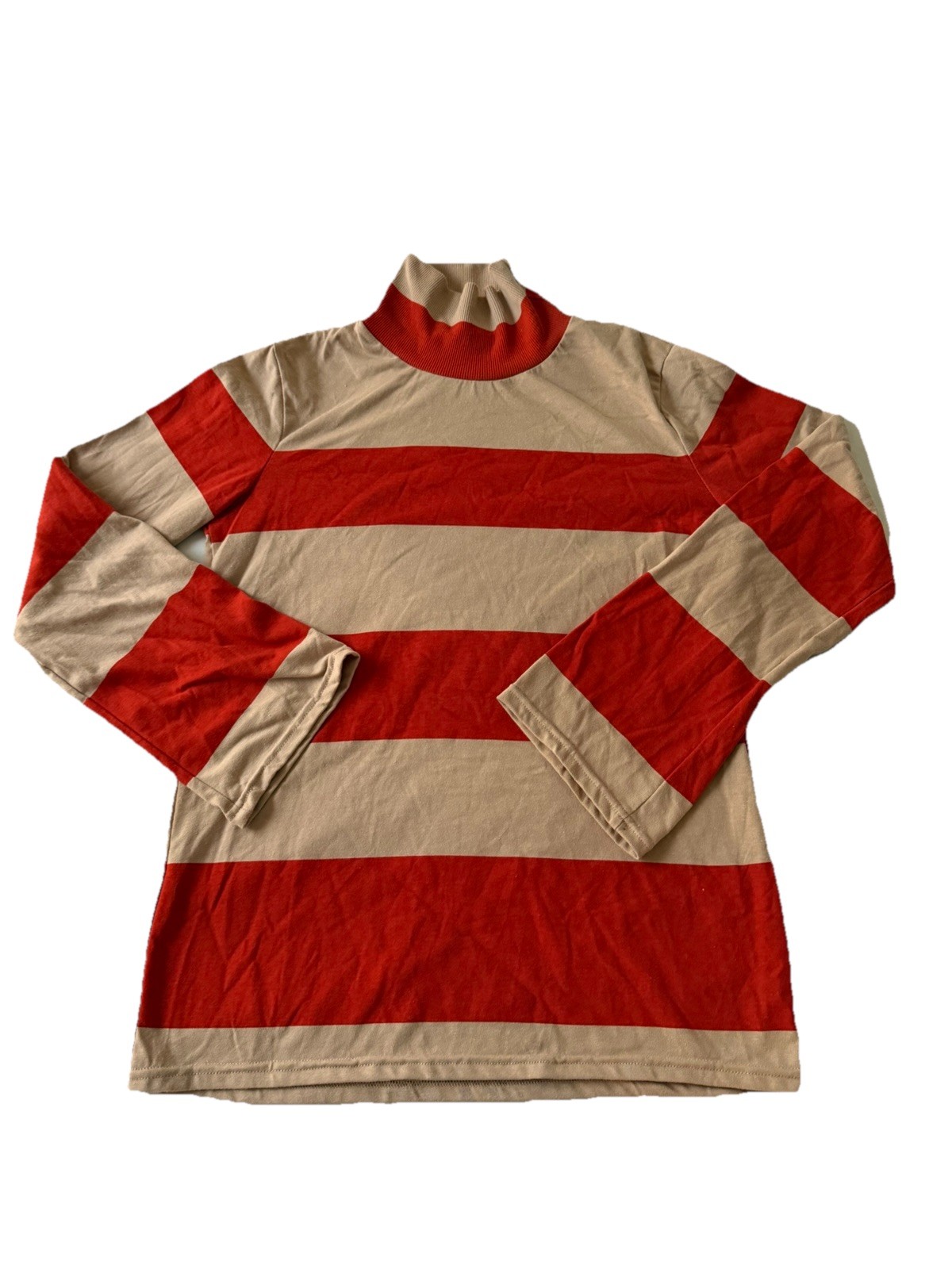 Disney Pixar Inside Out 2 Striped Turtleneck Shirt Size S Red Beige Long Sleeve