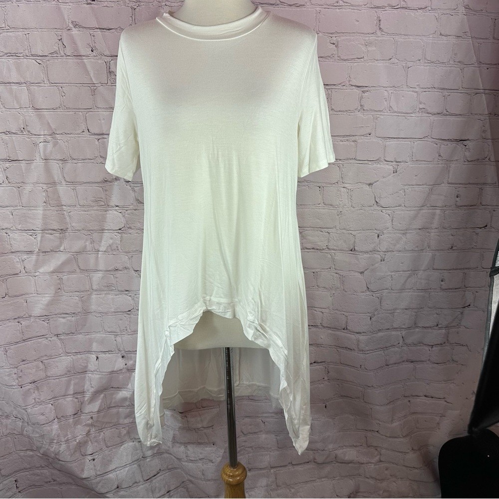 NWT annabelle boutique White high low knit top womens M basic layer western
