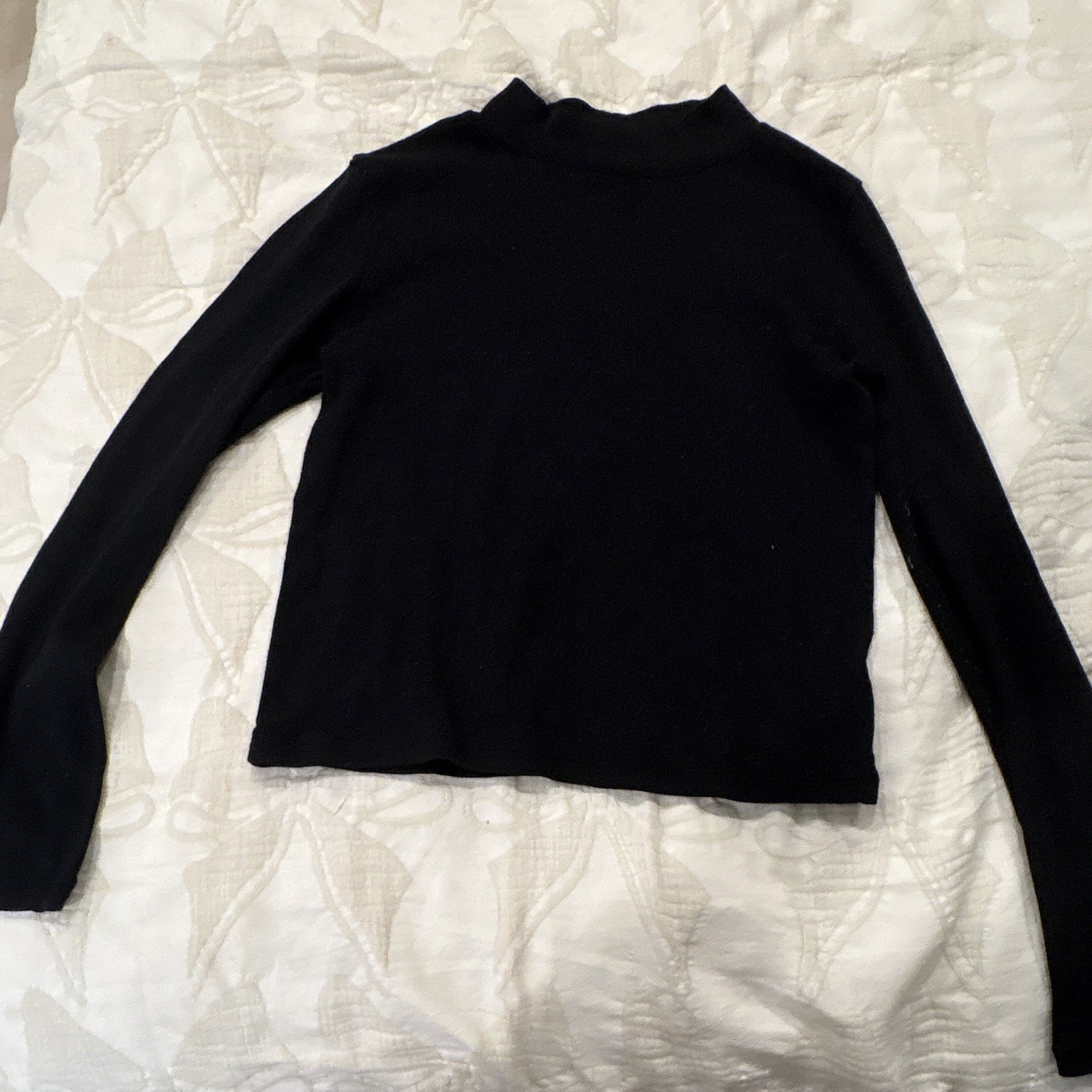 H&M Black Solid Knit Mock Neck Long Sleeve Pullover Top Womens Size S