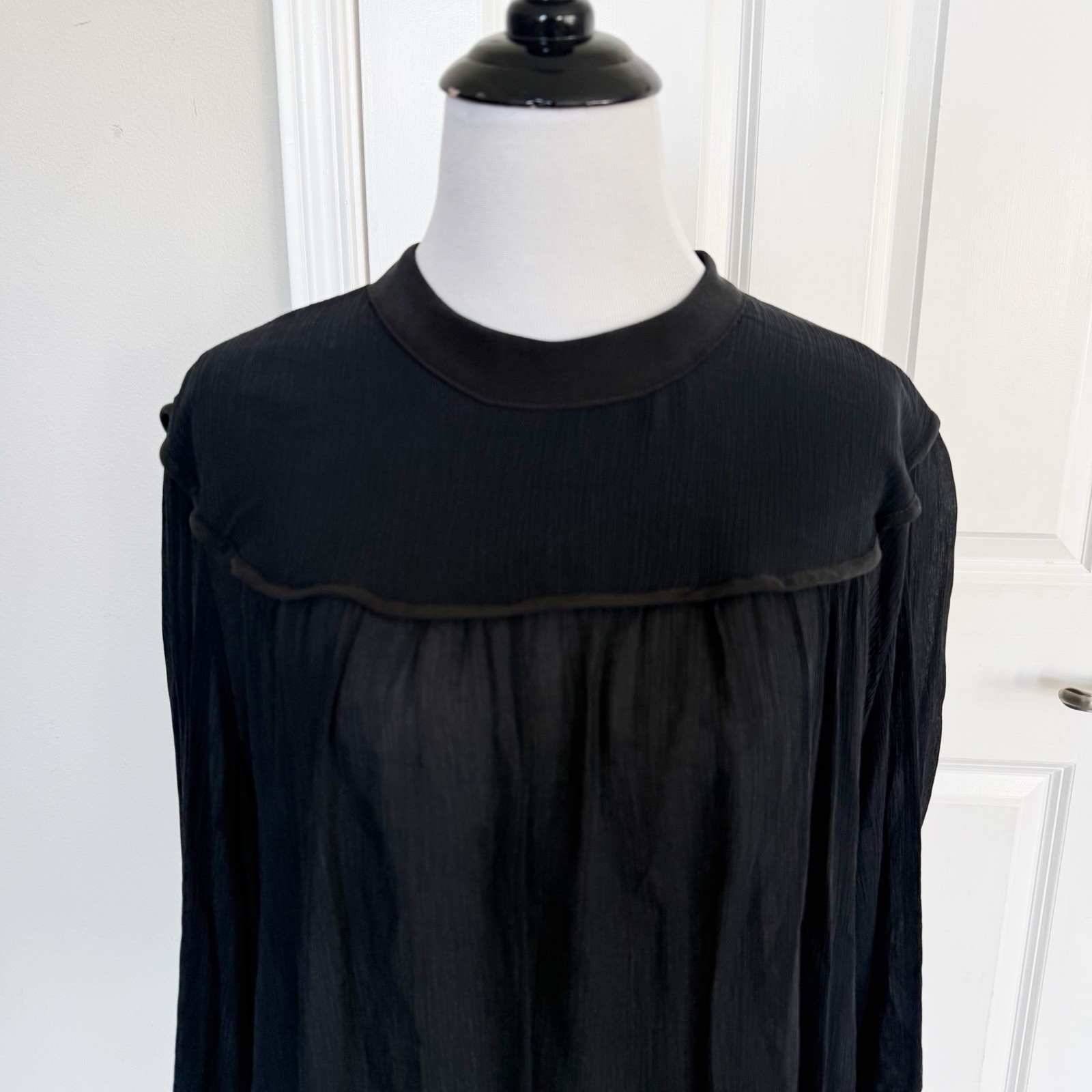 Amour Vert Ribbed Cupro and Silk Sheer Top size Medium