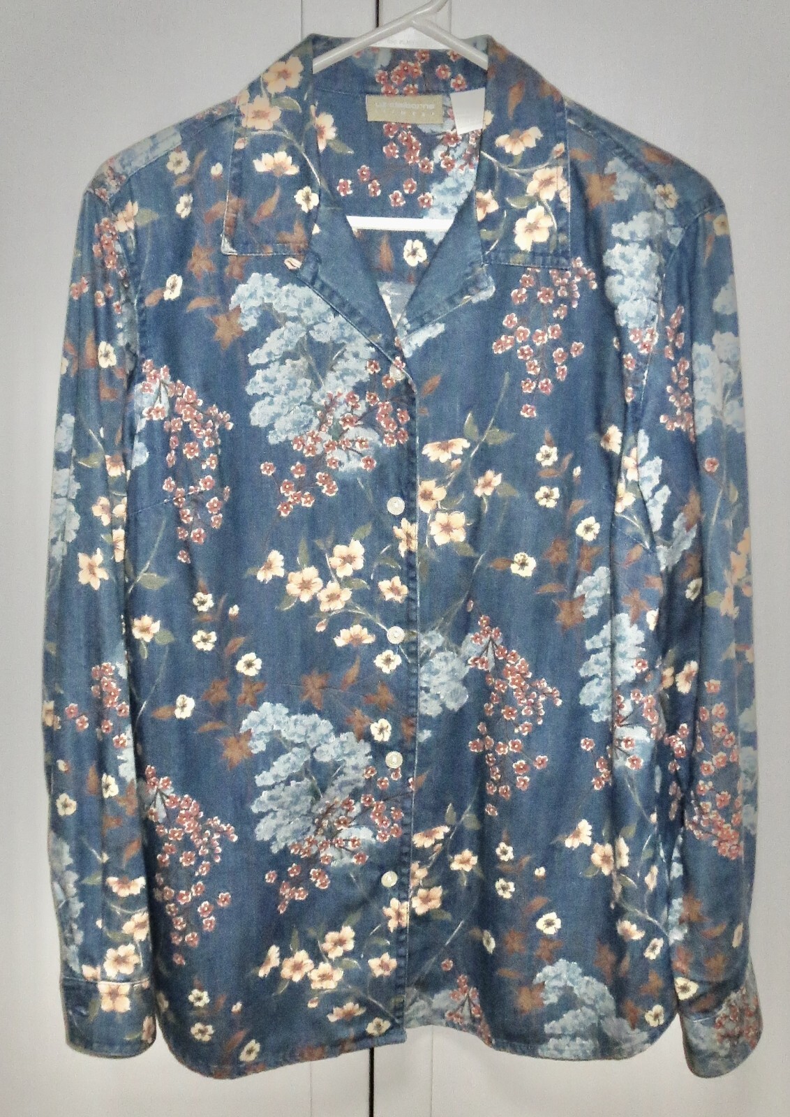 Liz Claiborne 100% Cotton “Lizwear” Shirt/Lightweight Jacket, Size M, Denim Blue