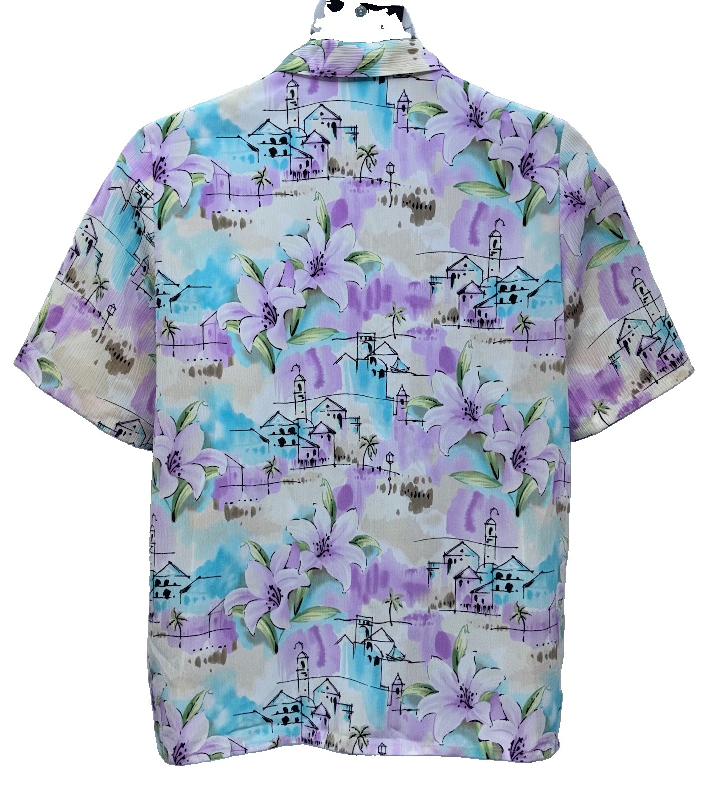 Alia Women Size 16 Button Up Short Sleeve Collared Top Crinkle Floral Print