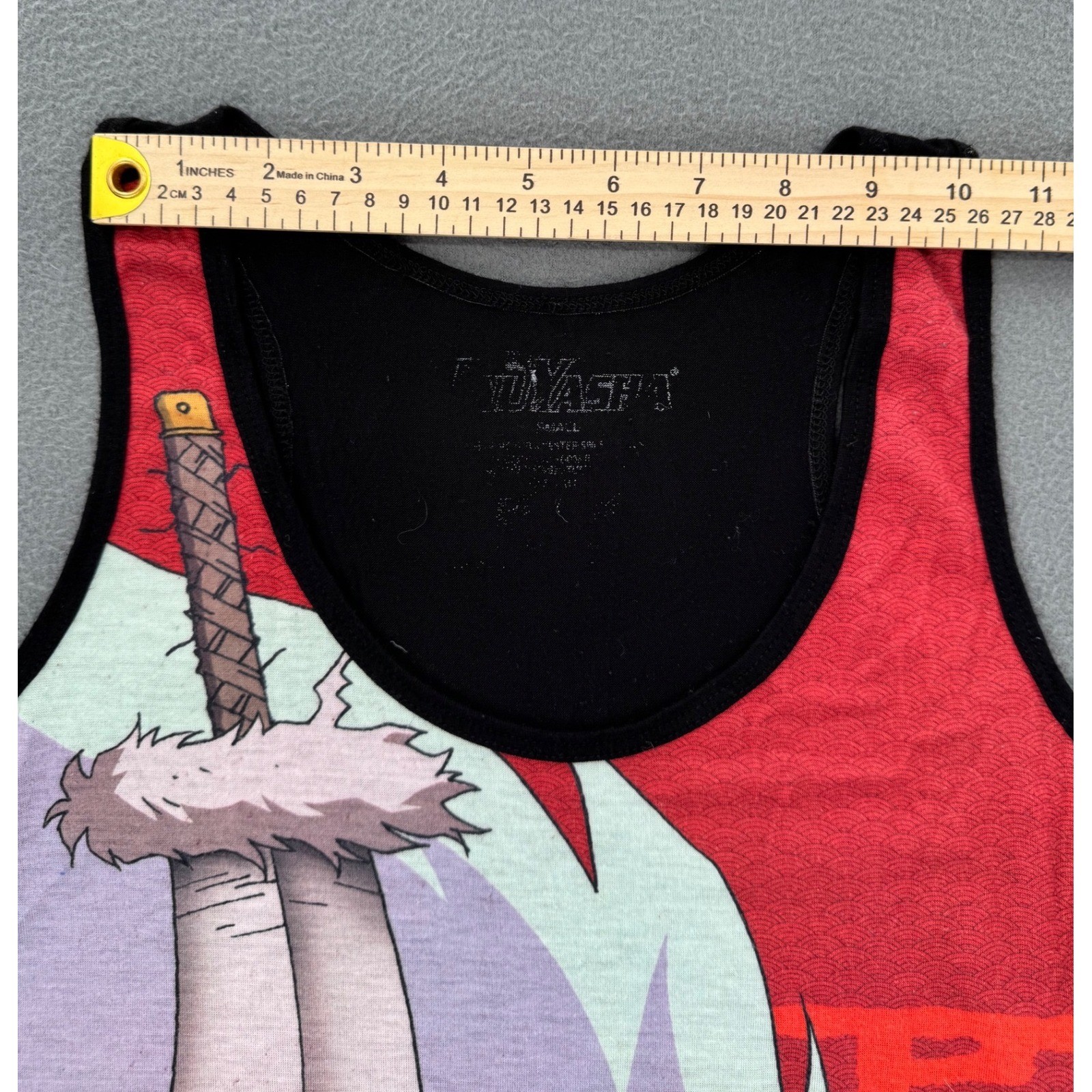 Inuyasha Graphic Tank Top Small Red Black Anime Manga Tessaiga Print Cosplay