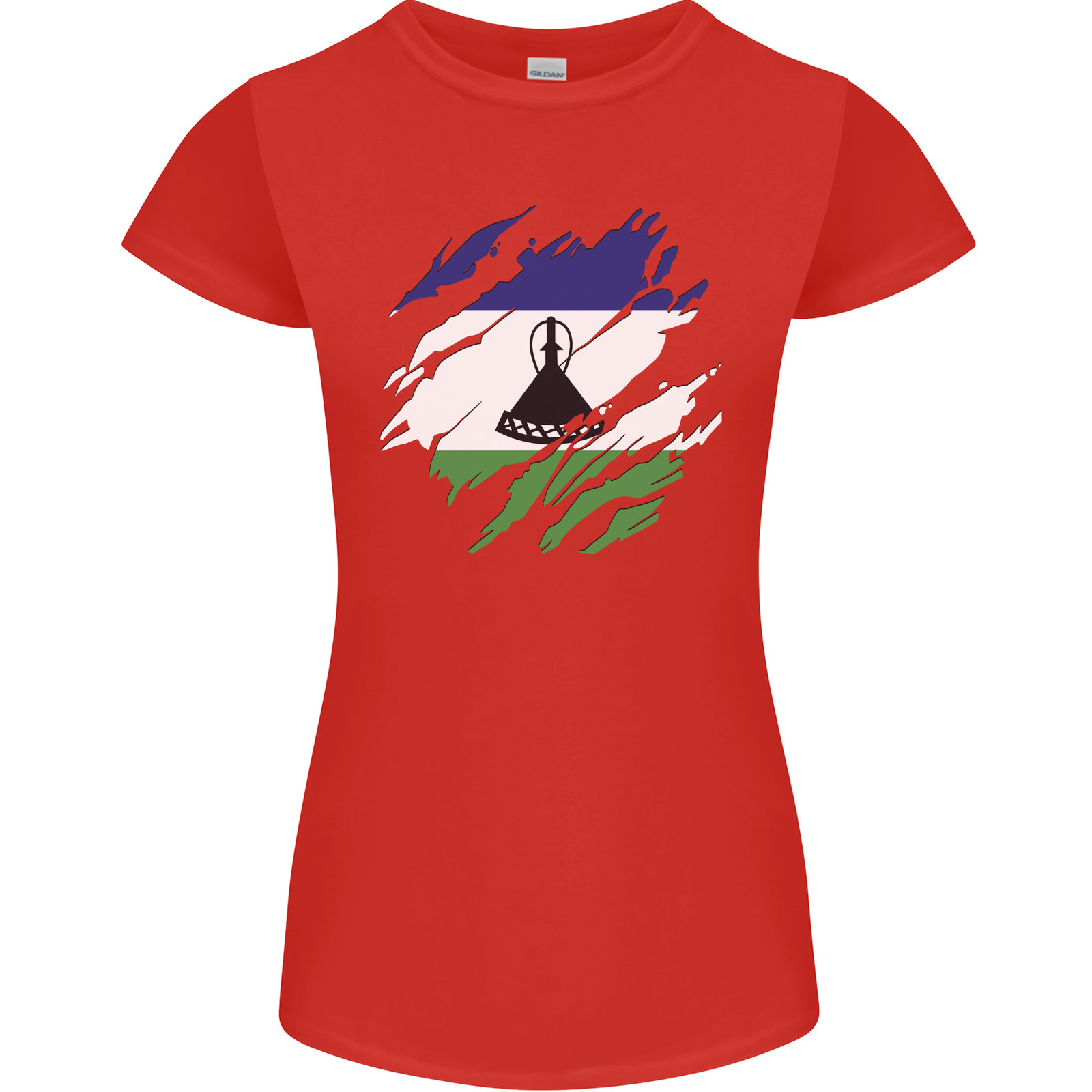 Torn Lesotho Flag Basotho Day Football Womens Petite Cut T-Shirt