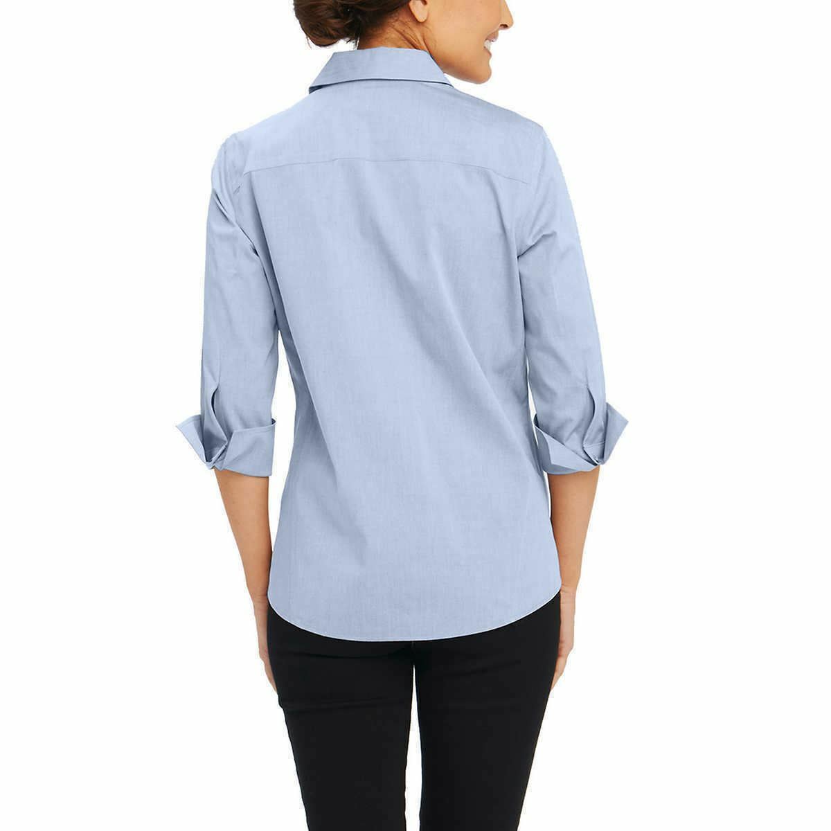 Foxcroft Women’s Easy Care Non Iron Stretch Poplin Button Front Shirt