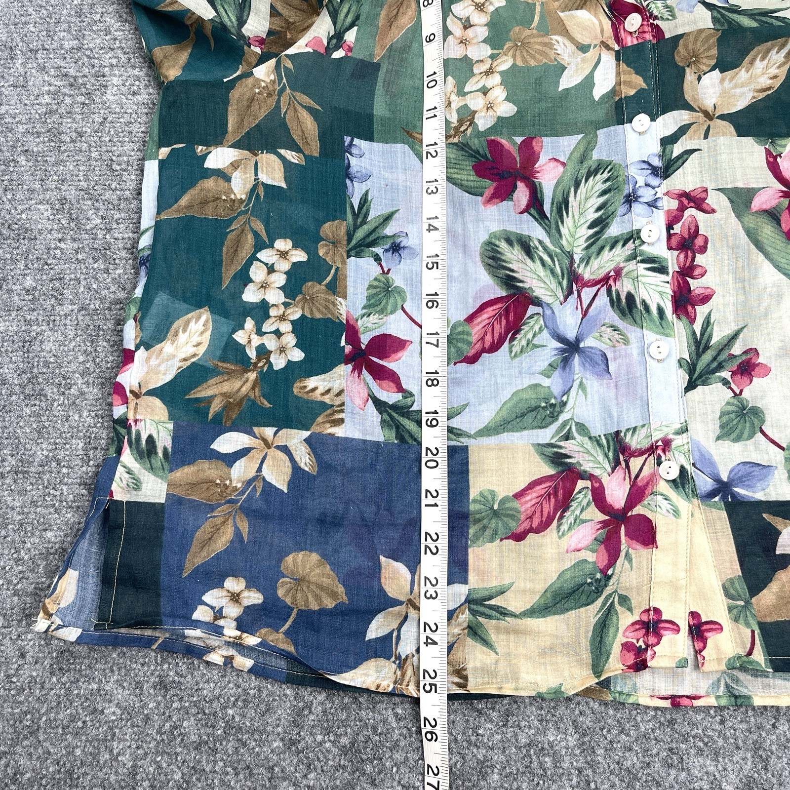 Tommy Bahama Hightide Floral Pintuck Blouse Womens XL Patchwork Balloon Sleeve