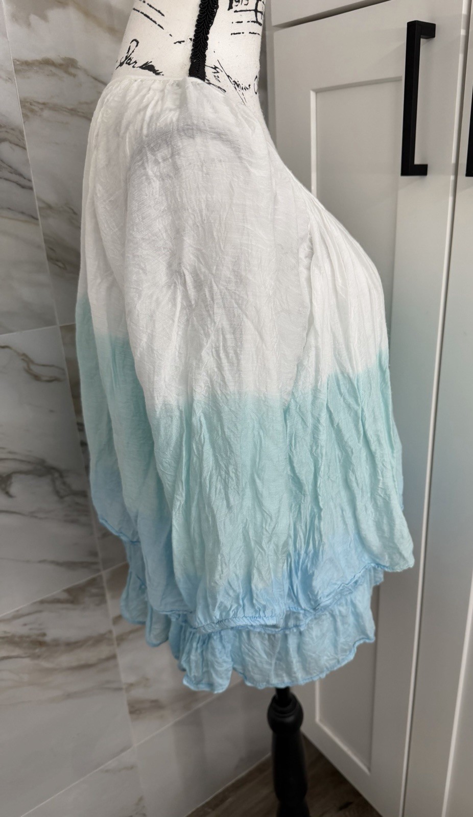 Belle France Top Womens S Scoop Neck Fairy Ombre Aqua Layered
