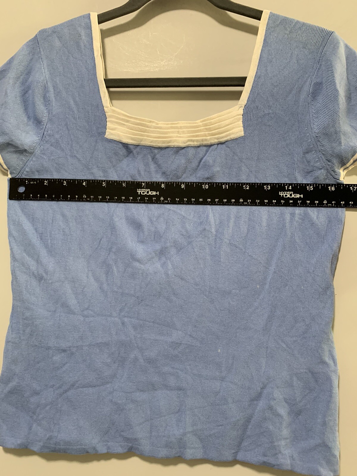 Vintage CARDUCCI Women Medium Blue Shirt Designer Stretch Top 90s Chic Classic