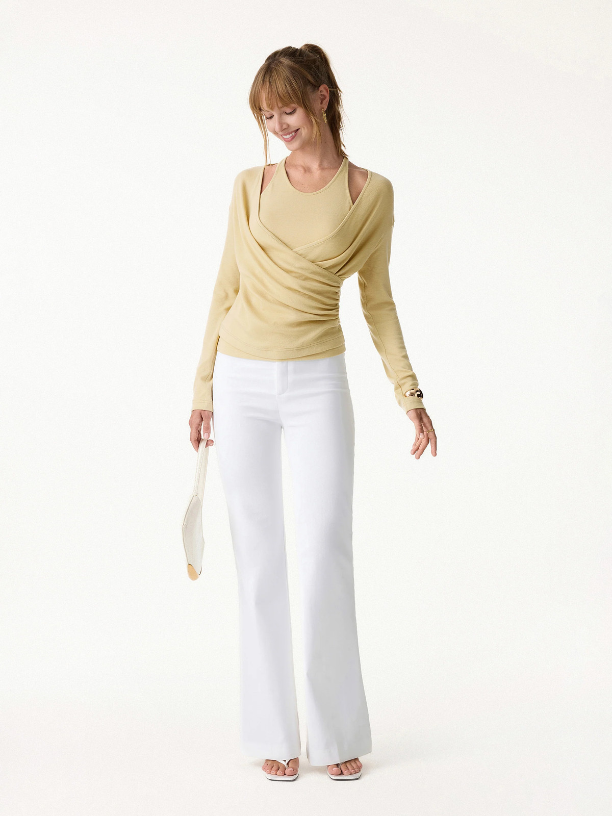 OGL Summer Two-Piece Set Cami with Surplice Ruched Top