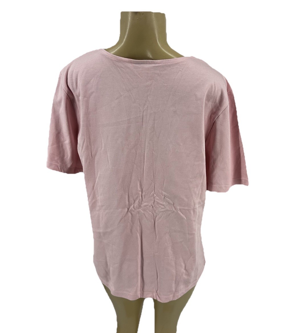 NEW Studio Works Large Women V-neck Short Sleeve T-shirt Pink Cotton I35