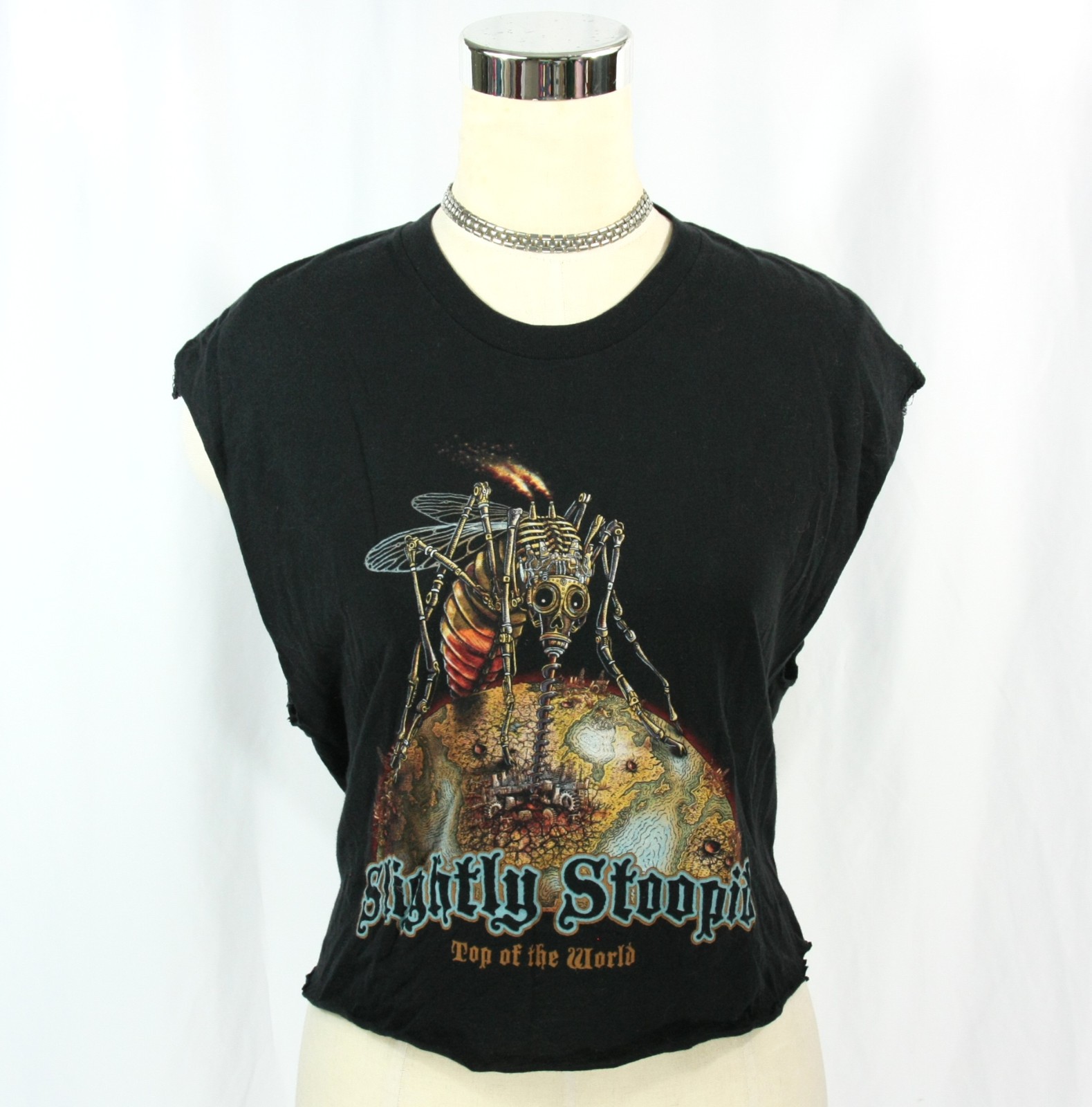 Slightly Stoopid Top of the World Steampunk Mosquito Cropped Muscle Tee Shirt M