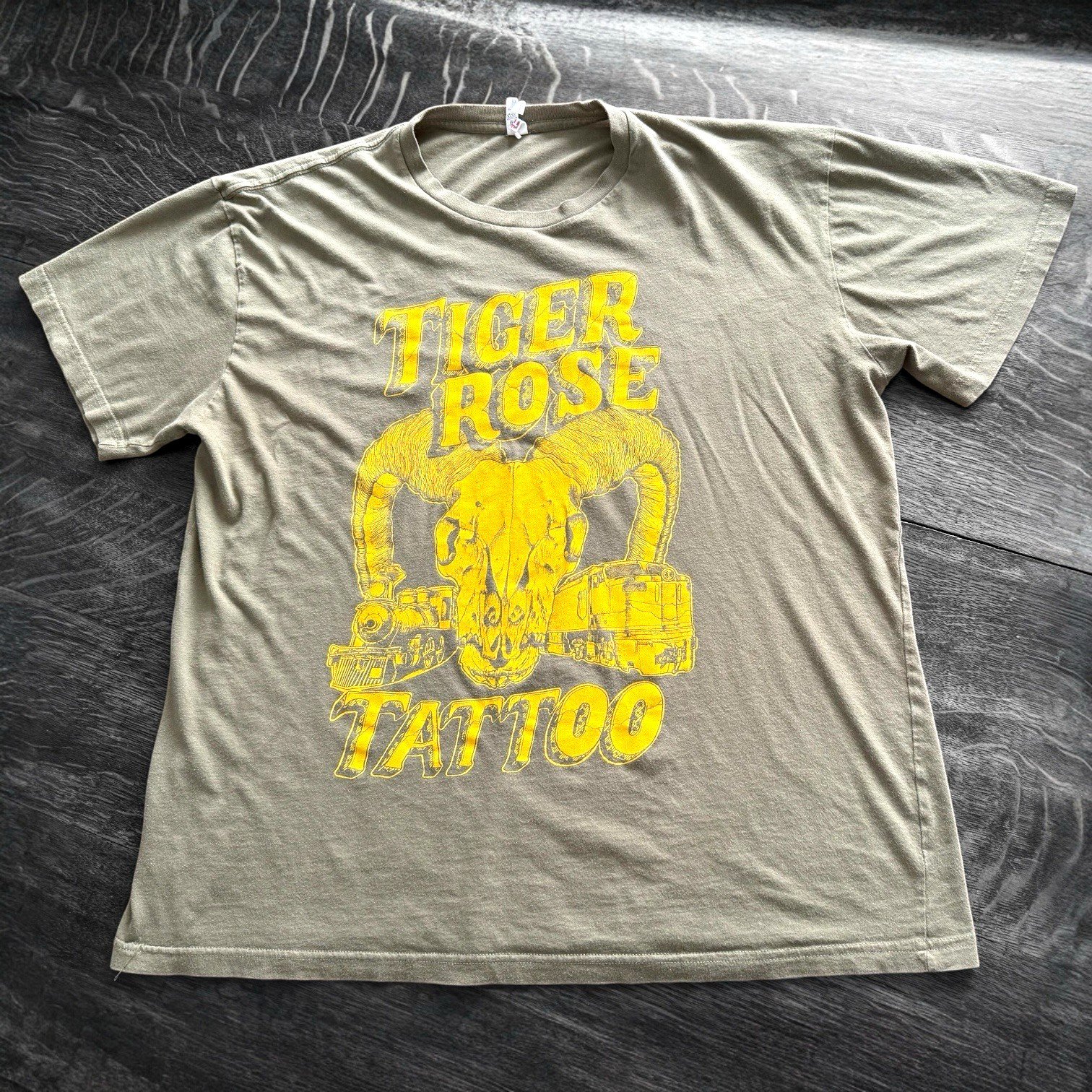 Tiger Rose Tattoo Minneapolis Longhorn Skull Tat T Shirt 2X Olive Green Tee