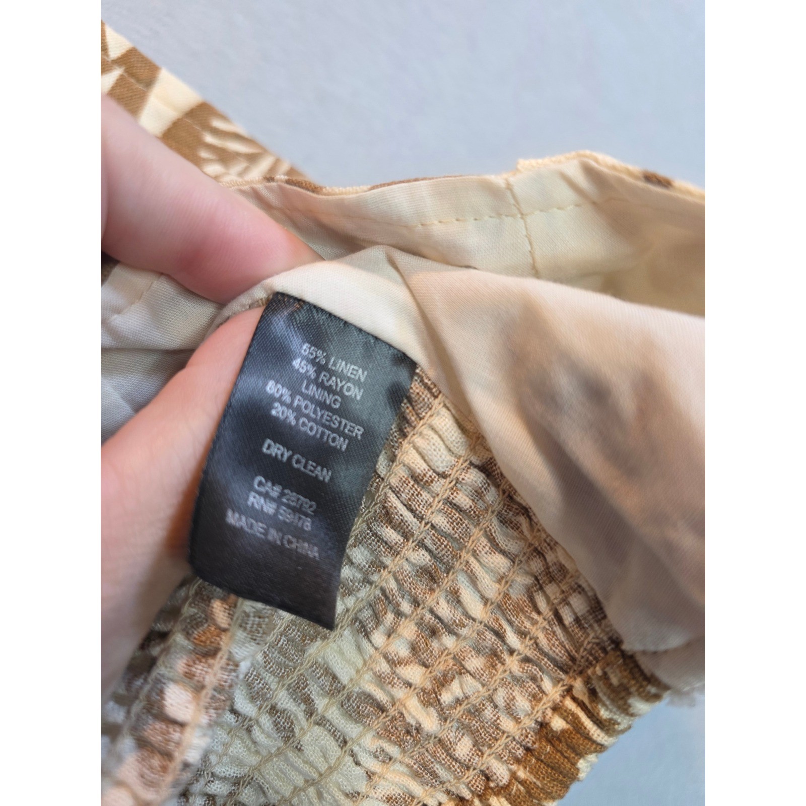 House of Harlow 1960 Linen Blend Tropical Leaf Halter Crop Top Brown Tan Size 6