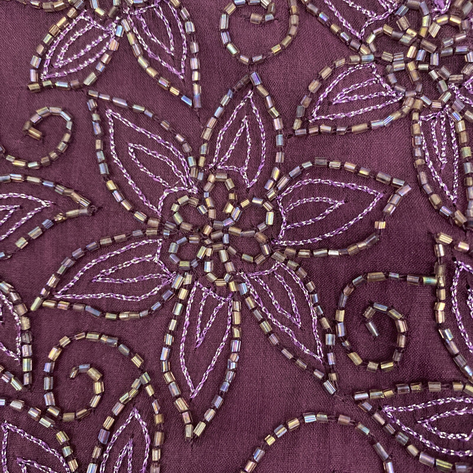 Adrianna Papell 18W Plus Size Top Evening Beaded 100% Silk Occasions purple