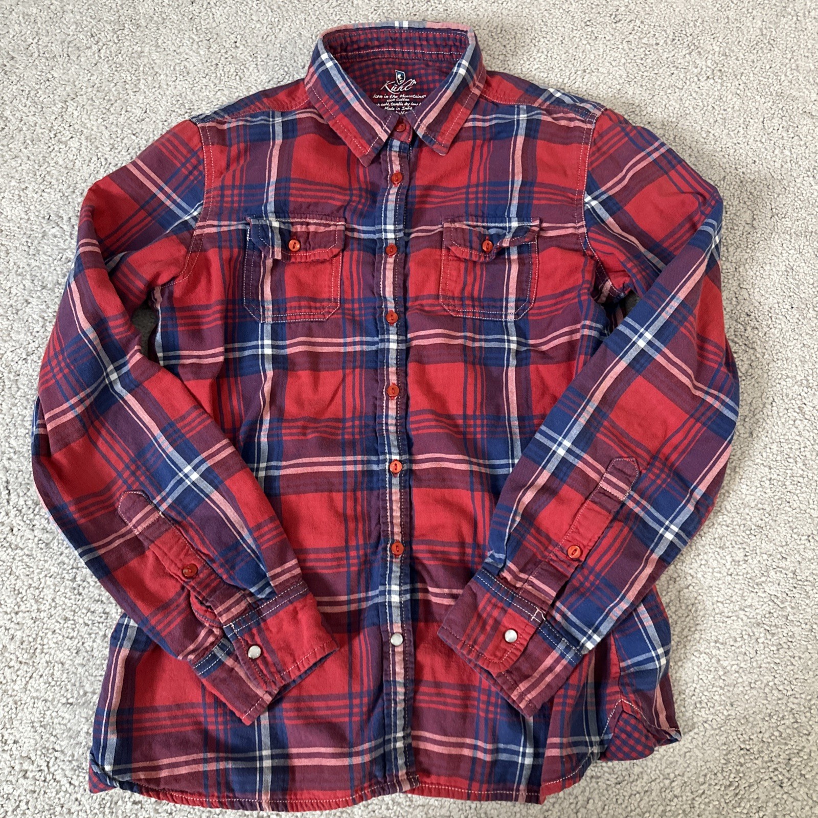 Kuhl Shirt Womens S Long Sleeve Plaid Button Up Outdoors Pockets Casual 18×25