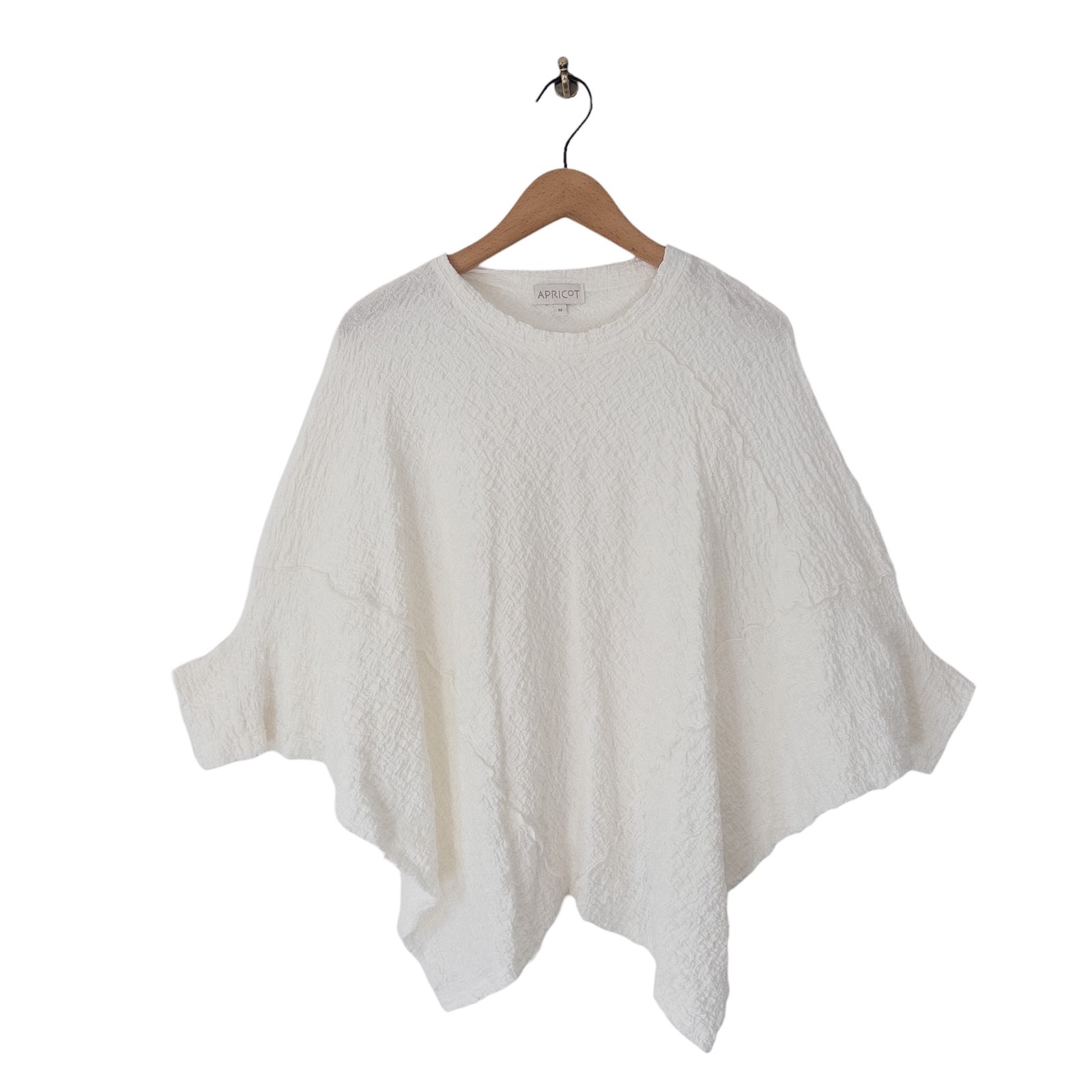 Apricot White Textured Loose Top Size M 12 14 NEW Lagenlook Asymmetric