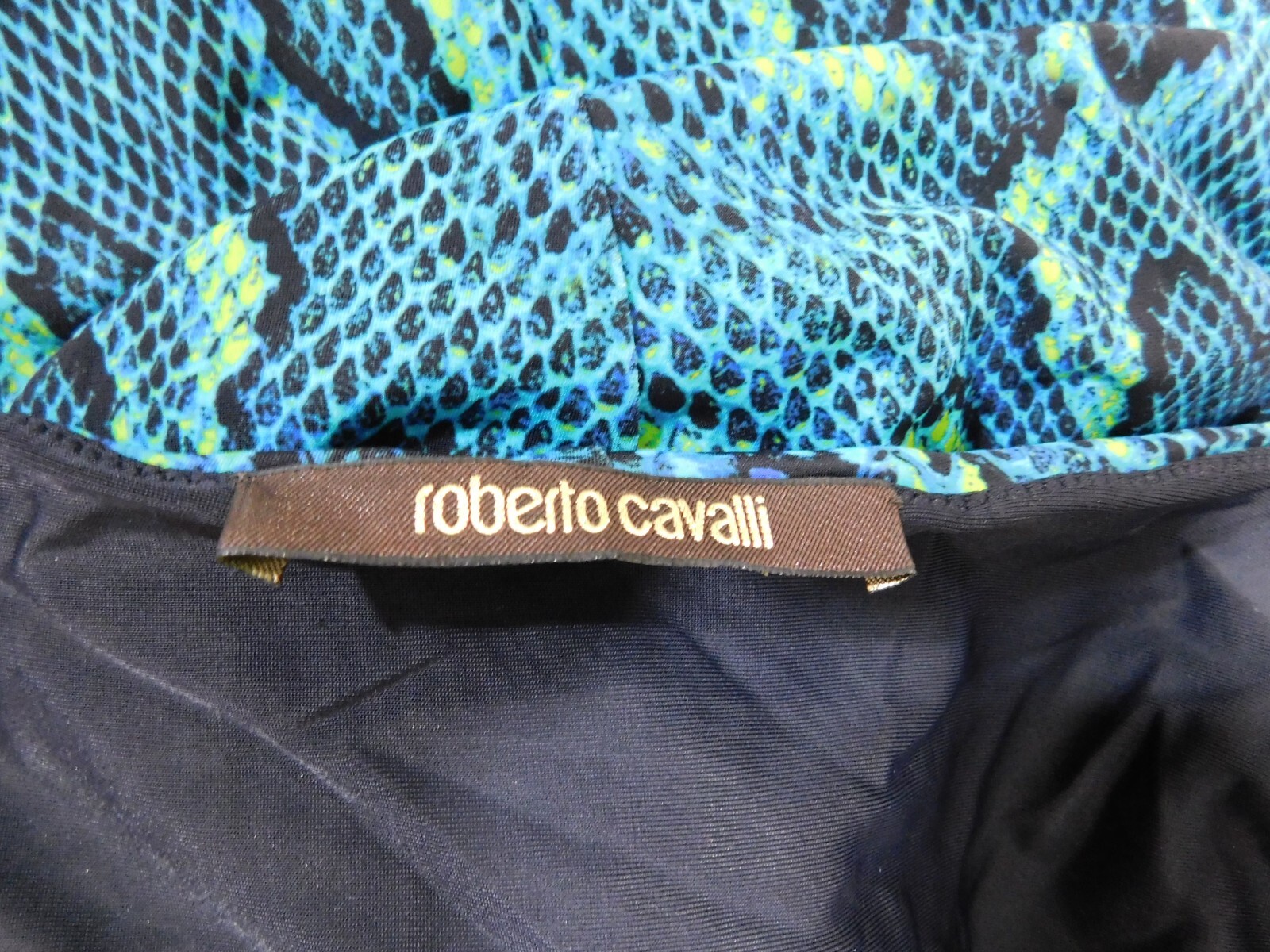 ROBERTO CAVALLI Animal Print Gold Bead Neckline Blouse size small