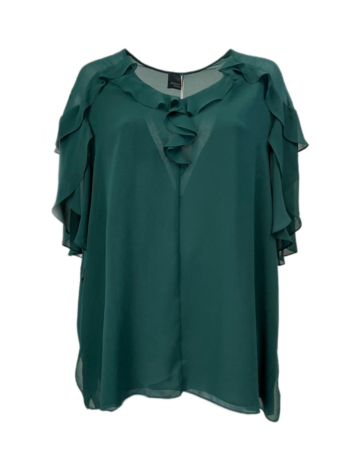 Marina Rinaldi Women’s Green Flora Ruffle Front Butterfly Sleeve Top Size 22W/31