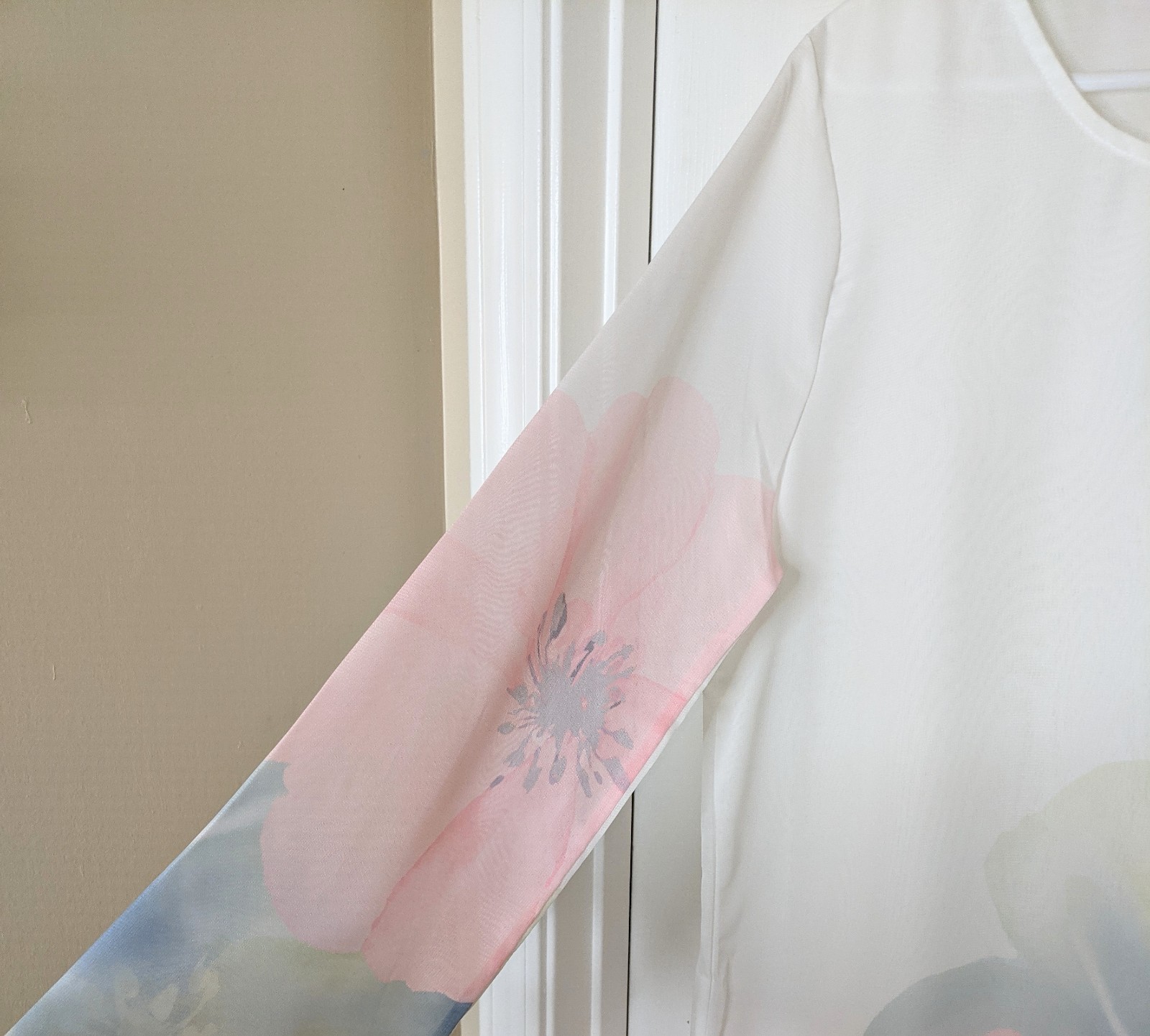 Misslook Women’s Watercolor Floral Sheer Blouse Top Size XL Fairy Boho NWOT