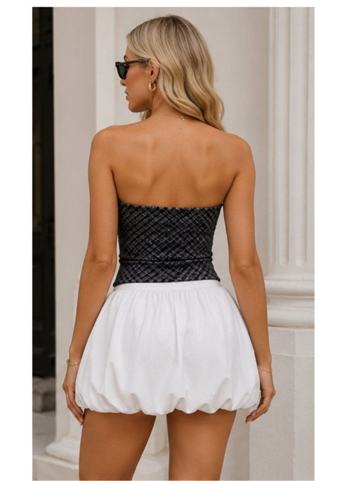 NWT Altar’d State Black & Gold Houndstooth Tube Top – Size M