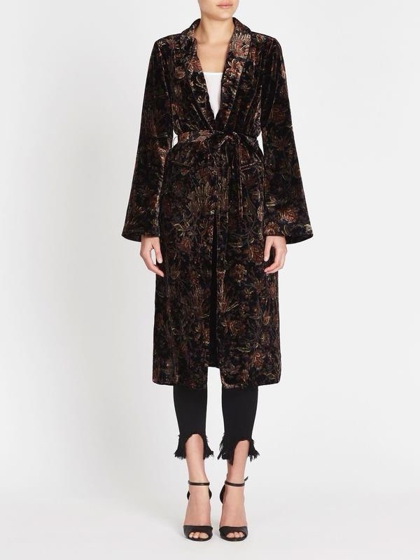 Paige Chrystin Velvet Robe Kimono Women Maxi Long Medium M