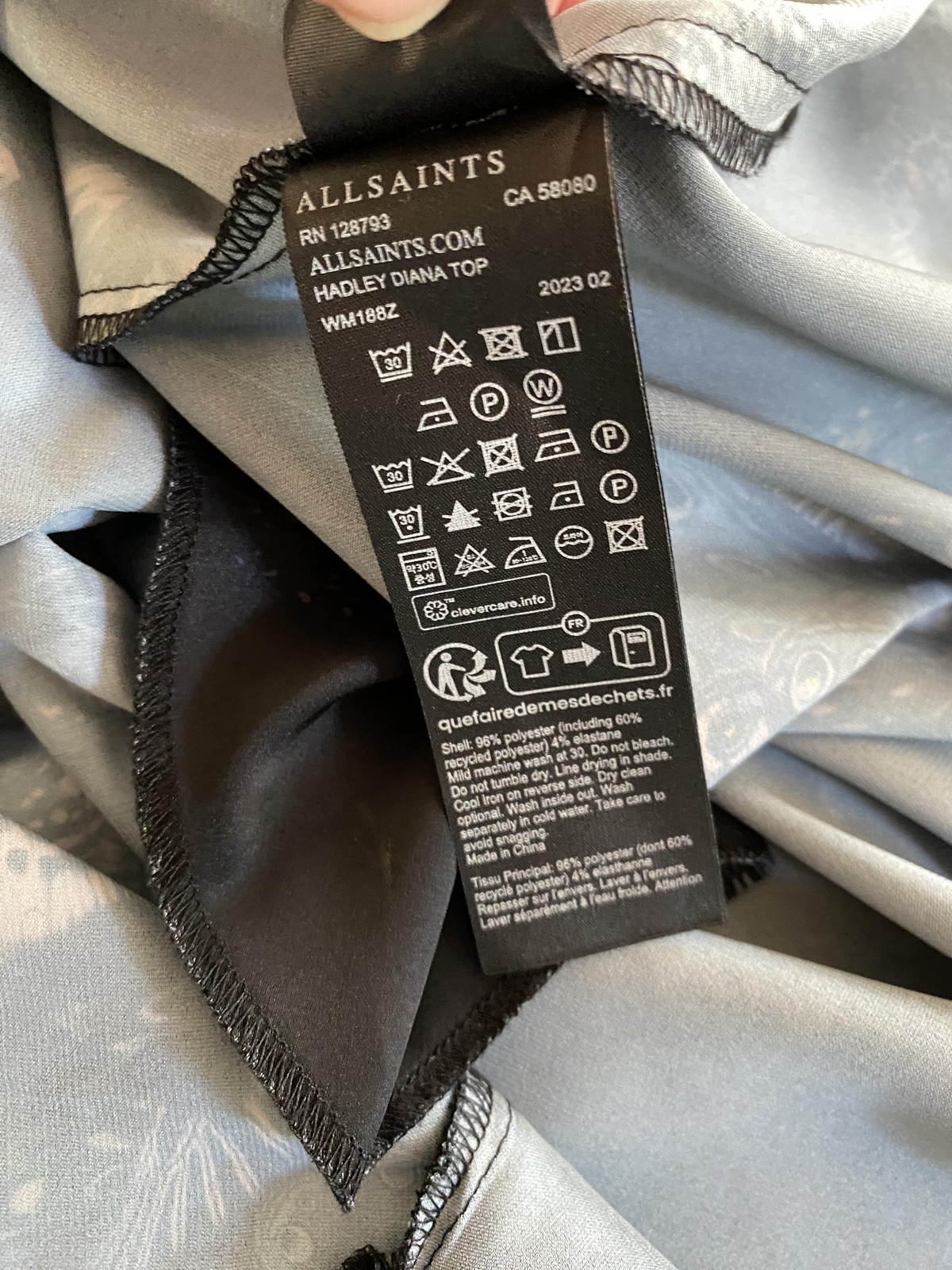 AllSaints Top Womens 10 Black Butterfly Print Hadley Diana Adjustable Strap Tank
