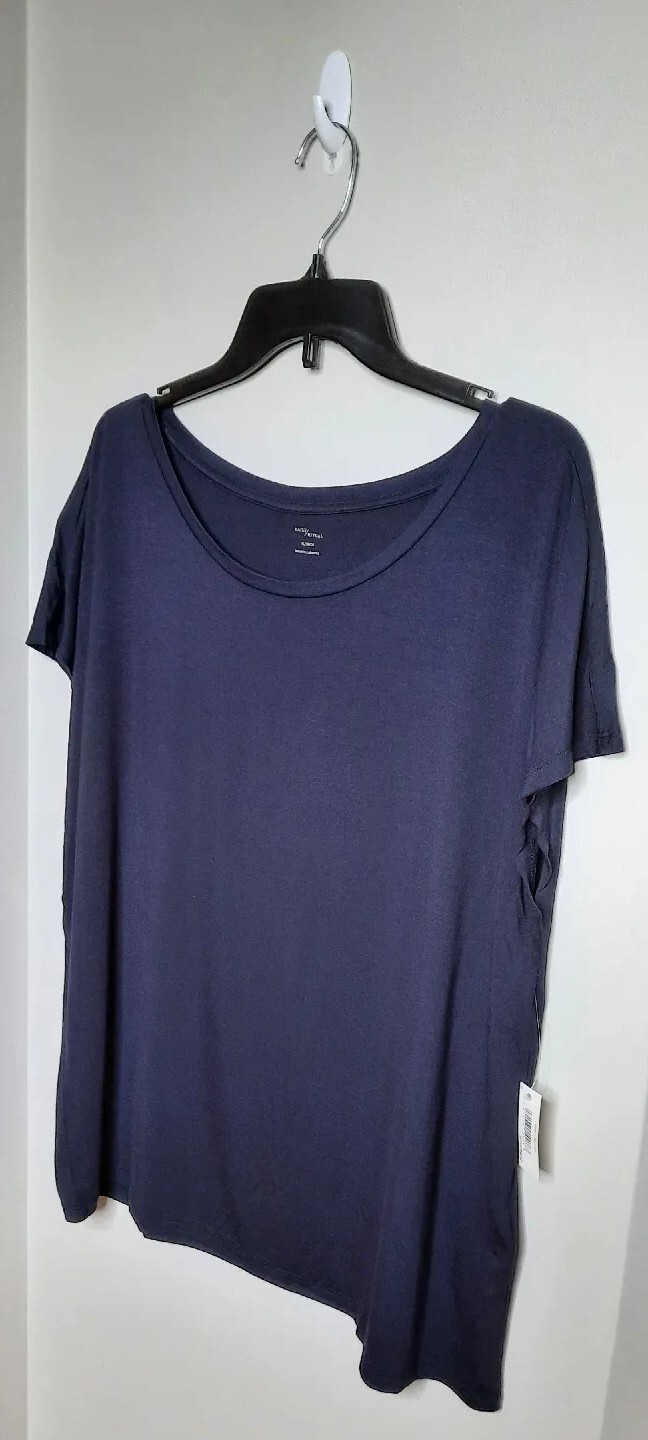 Daily Ritual Womans Short Sleeve T-Shirt Size XL Dark Blue Basic Stretch NWT