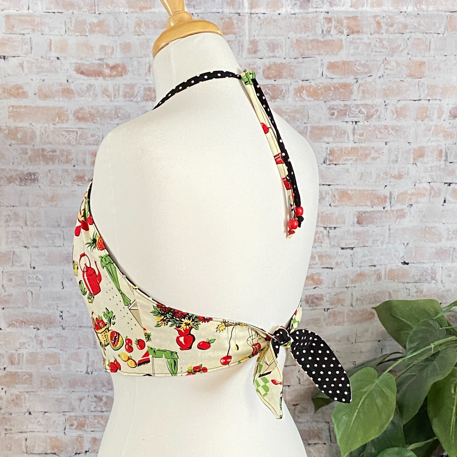 Reversible Retro 50s Kitchen Halter Top Size Large OOAK Handmade