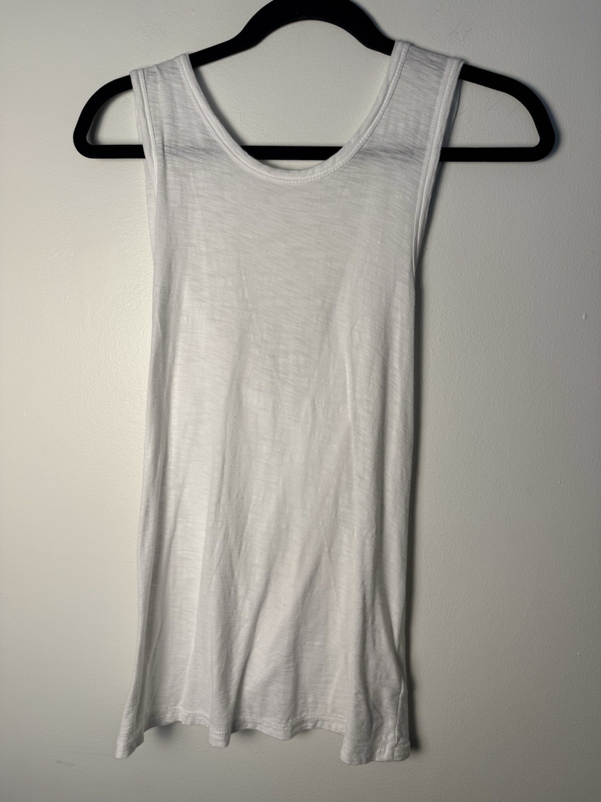 James Perse Women’s White Tank Criss Cross Back Cotton Modal Blend Size M