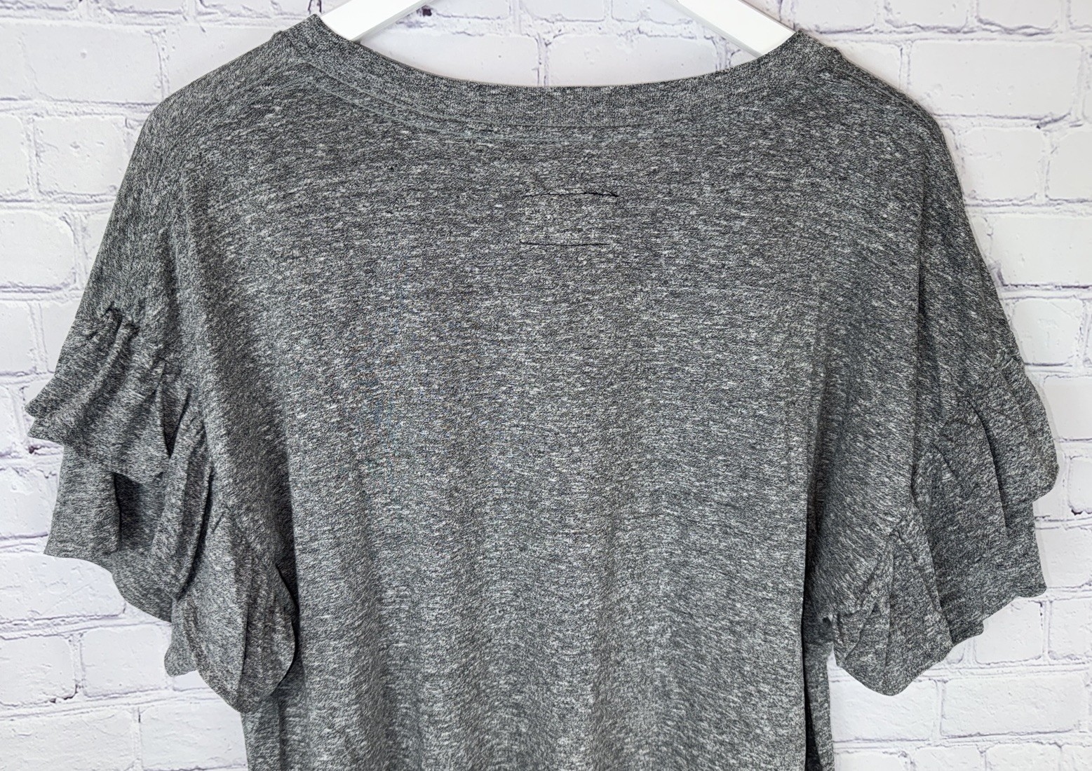 CURRENT/ELLIOTT Women’s Ruffle Sleeve Roadie Tee Heather Grey Size 2/Medium